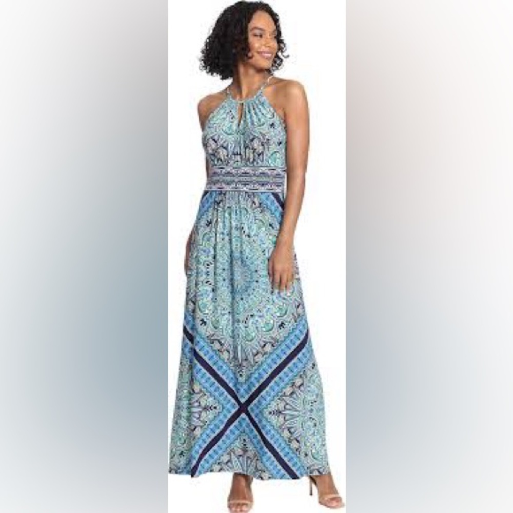 London Times Maxi Dress in Blue and Black Pattern *Make an Offer or Bundle*